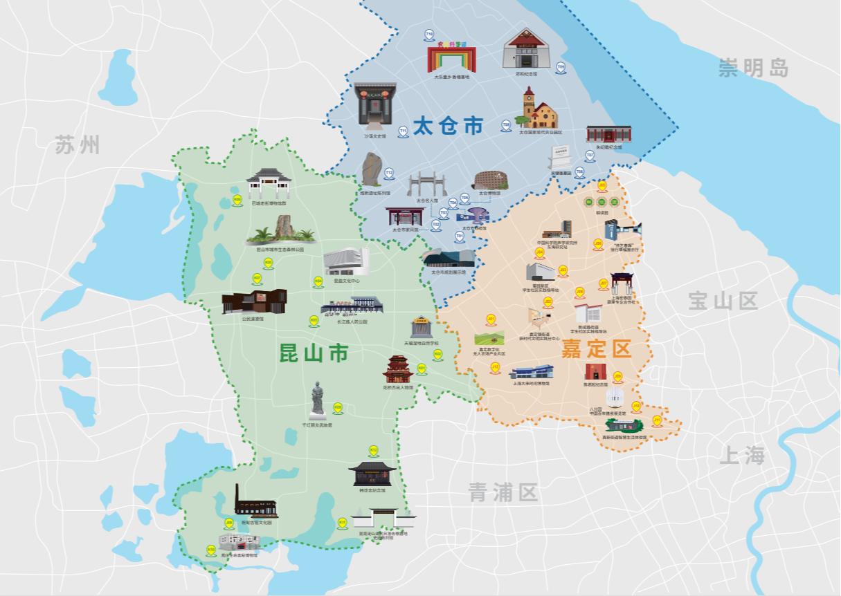 该地图由嘉昆太三地36个红色文化遗址,遗迹和名人故居等资源进行整合